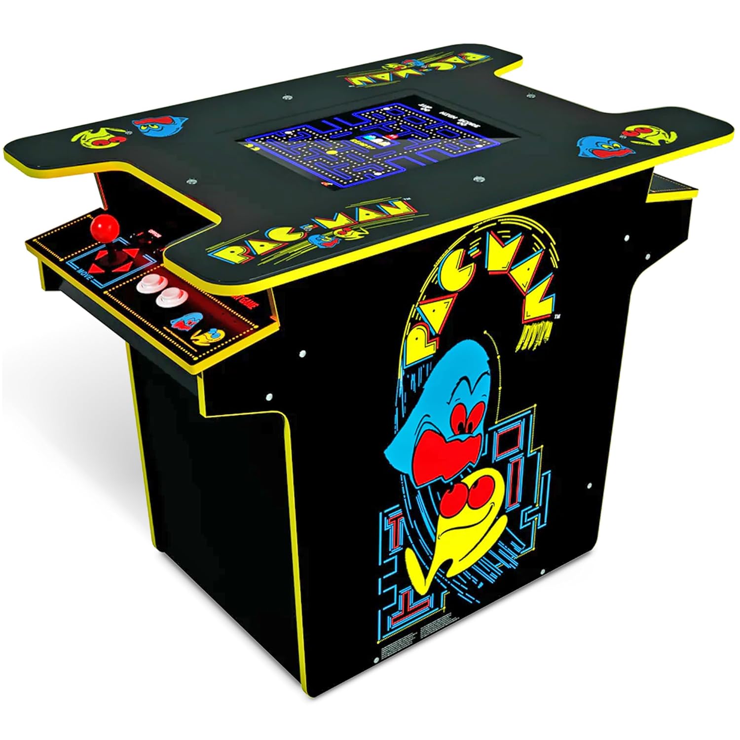 Arcade1Up Pac-Man Head-to-Head Arcade Table, Black Series, 17" Color LCD, 29" Tall - Plug & Play Retro Home Game Machine w/ Dual Joysticks & 12 Classics Including Galaga, Dig Dug, Mappy and More
