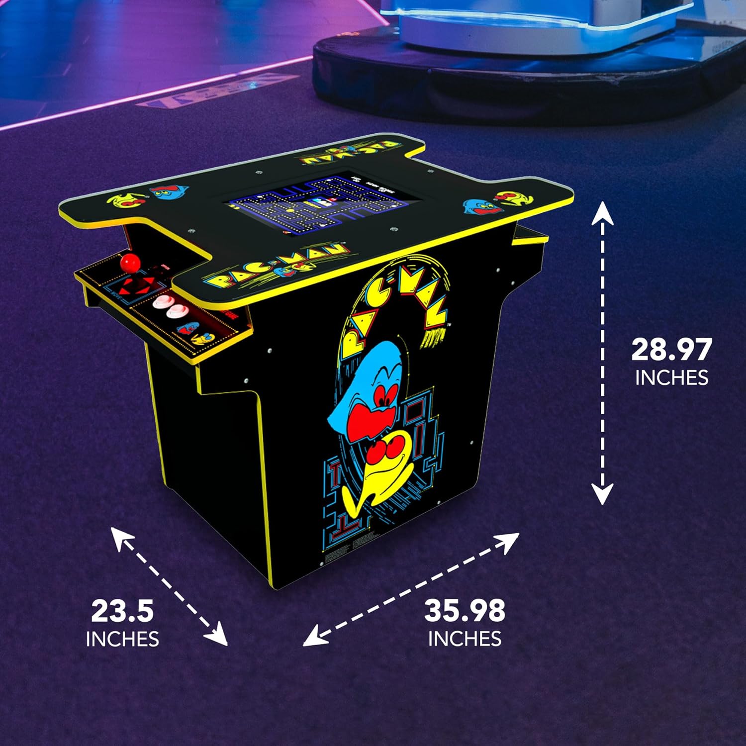 Arcade1Up Pac-Man Head-to-Head Arcade Table, Black Series, 17" Color LCD, 29" Tall - Plug & Play Retro Home Game Machine w/ Dual Joysticks & 12 Classics Including Galaga, Dig Dug, Mappy and More