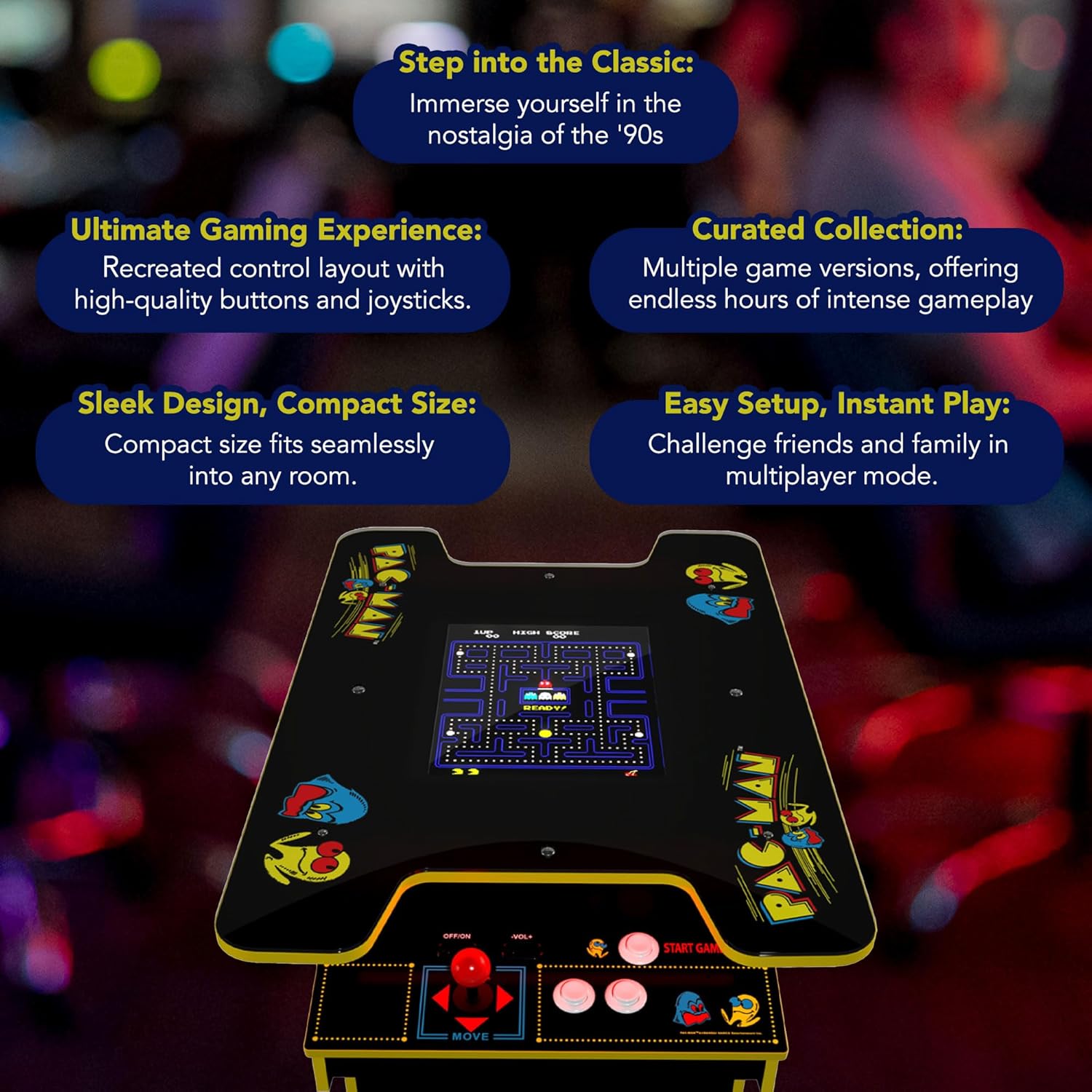 Arcade1Up Pac-Man Head-to-Head Arcade Table, Black Series, 17" Color LCD, 29" Tall - Plug & Play Retro Home Game Machine w/ Dual Joysticks & 12 Classics Including Galaga, Dig Dug, Mappy and More
